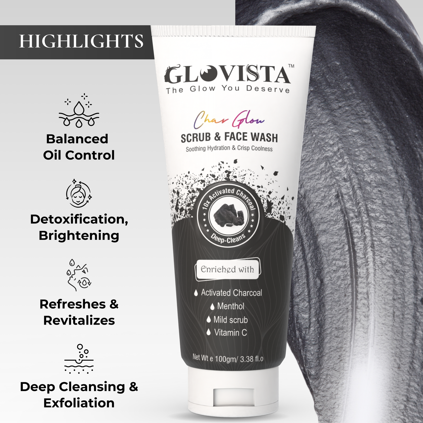 Char Glow - Scrub & Face Wash 100gm