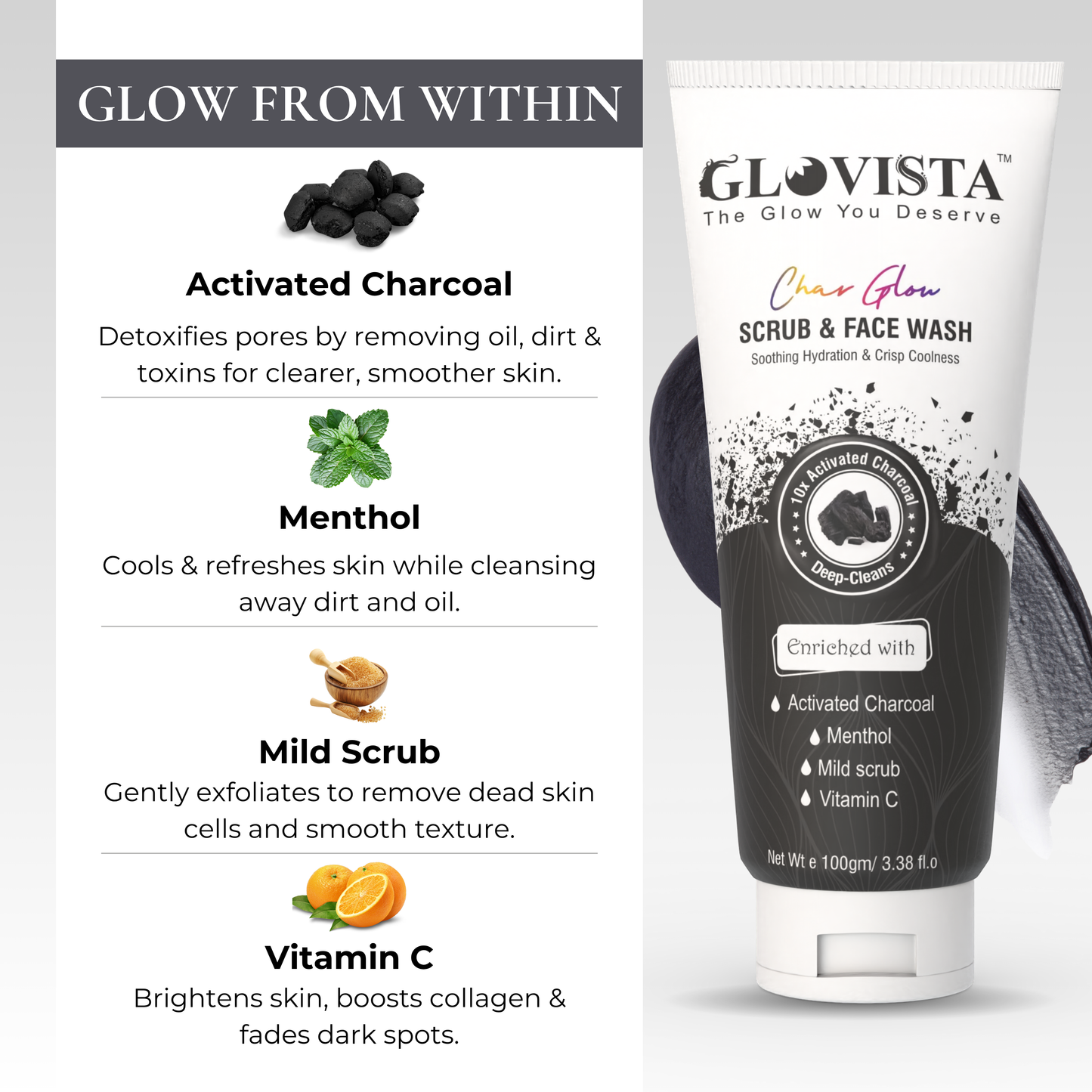 Char Glow - Scrub & Face Wash 100gm