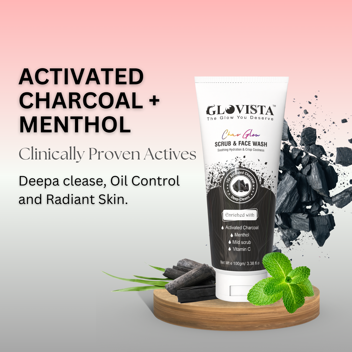 Char Glow - Scrub & Face Wash 100gm