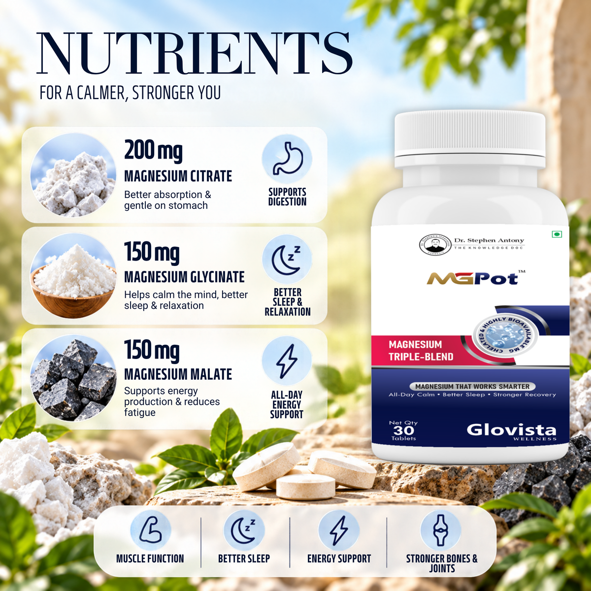 MGPot – Magnesium Triple Blend Tablets 1000 mg – 30 Tablets