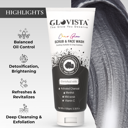 Char Glow - Scrub & Face Wash 100gm