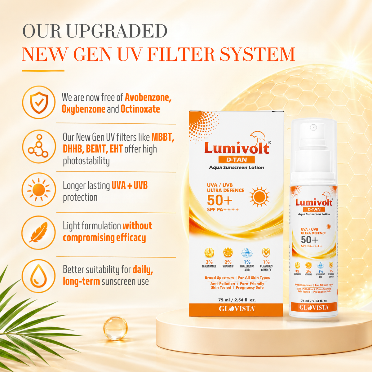 Lumivolt D-Tan Aqua Sunscreen Lotion SPF 50+ PA++++ - 75ml