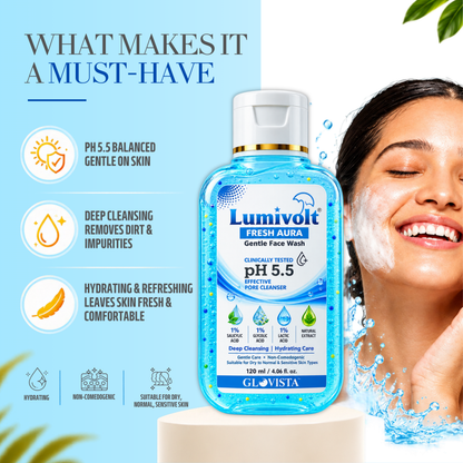 Lumivolt Fresh Aura Gentle Face Wash - pH 5.5 - 120m