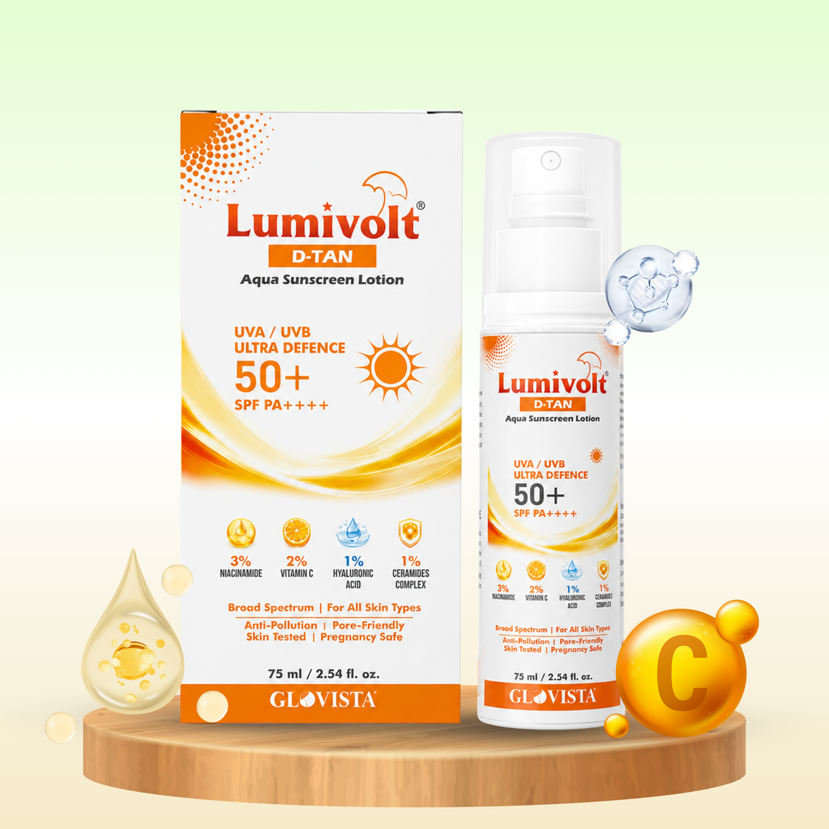 Lumivolt D-Tan Aqua Sunscreen Lotion SPF 50+ PA++++ - 75ml