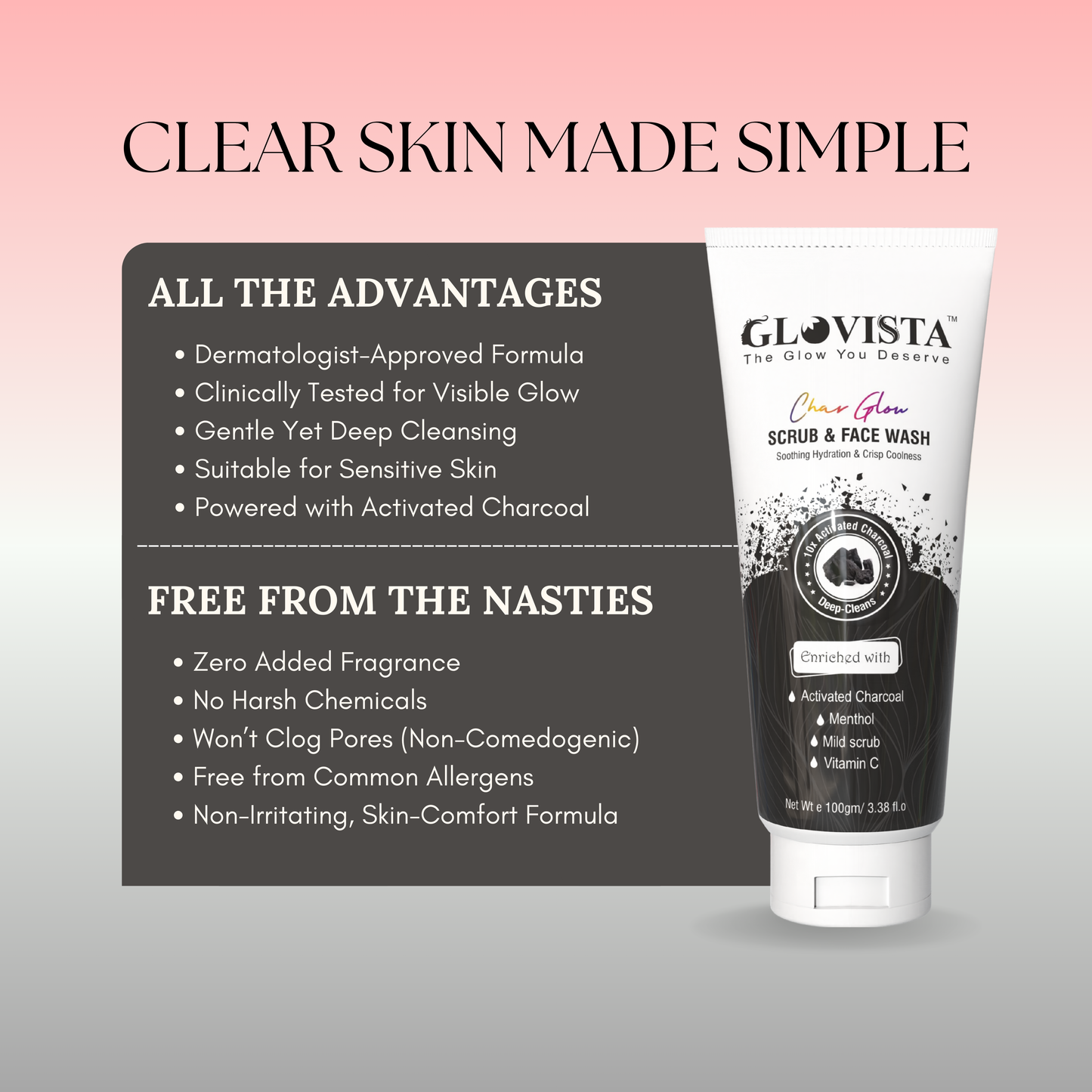 Char Glow - Scrub & Face Wash 100gm